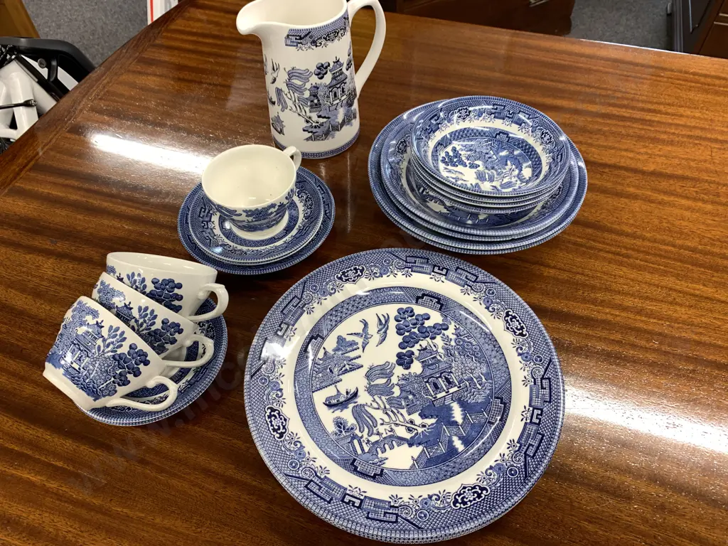 Selection of Churchill Dinnerware, Blue & White With Jug Image 1++