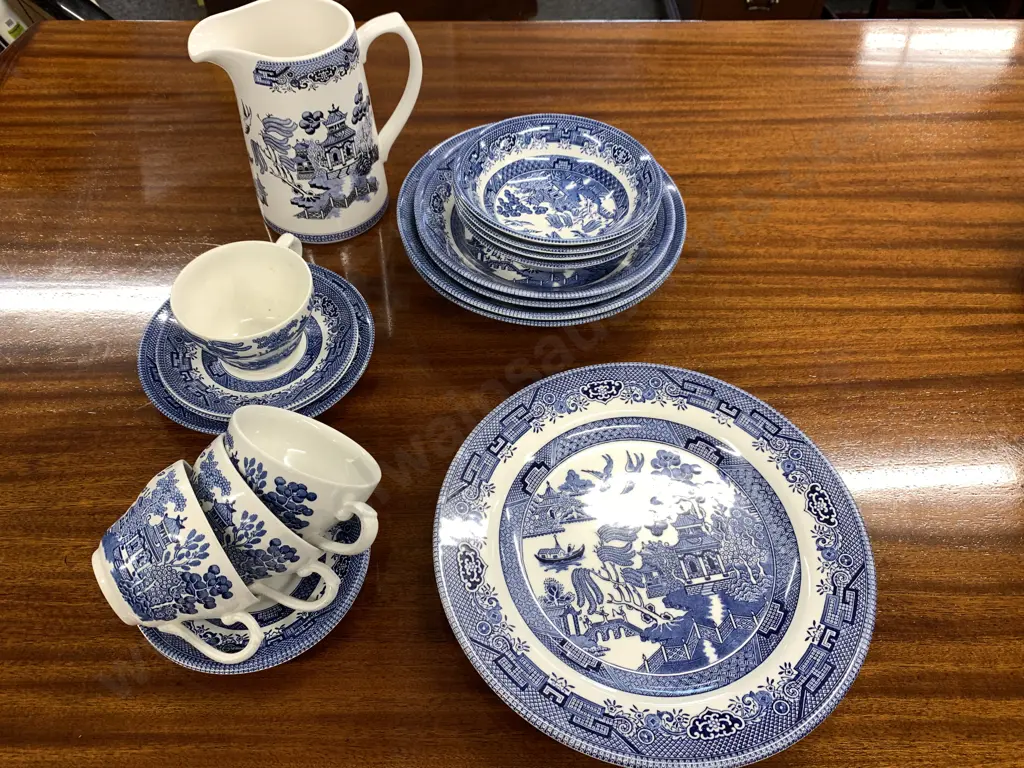 Selection of Churchill Dinnerware, Blue & White With Jug Image 1++