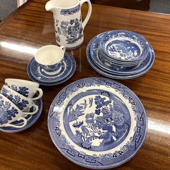 Selection of Churchill Dinnerware, Blue & White With Jug