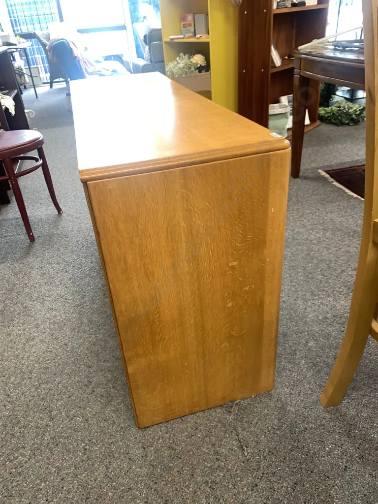 Vintage Mid Century Bookcase / Shelf Unit, Single Glass Shelf, 3 Drawer, Original Handles H72 W127 D41cm (Cord Access) Image 1++