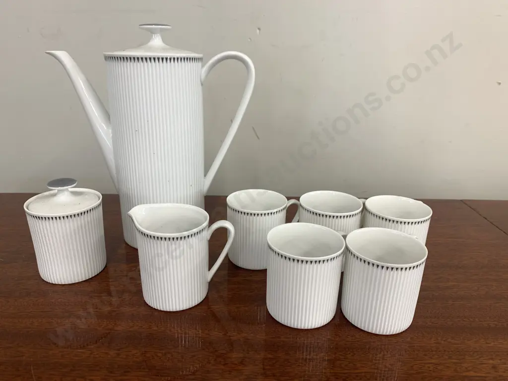 German Arzberg Coffee Pot, Creamer, Sugar Bowl & 5 Demi Tasse Coffee Cans (1 x As Found) Image 1++