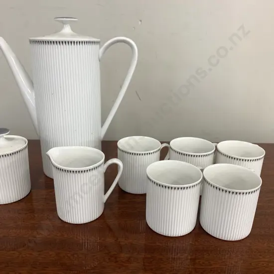 German Arzberg Coffee Pot, Creamer, Sugar Bowl & 5 Demi Tasse Coffee Cans (1 x As Found)