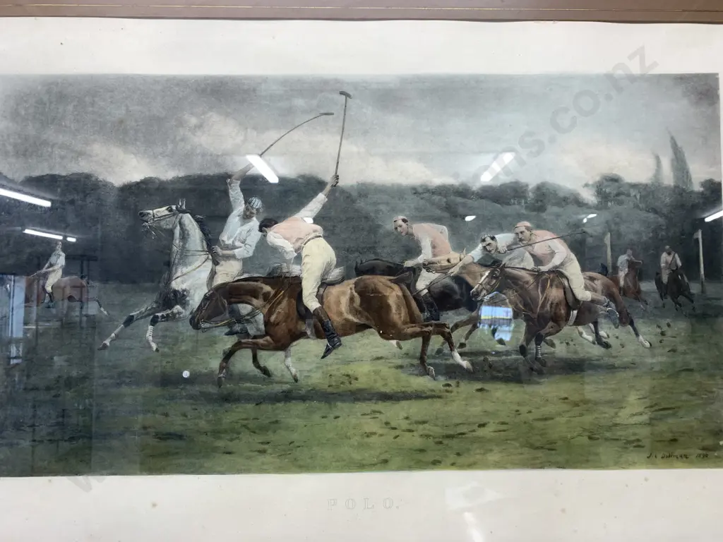"Polo" A Period Print by J.C. Dollman In a Glazed Frame, 90.5 x 120cm Image 1++