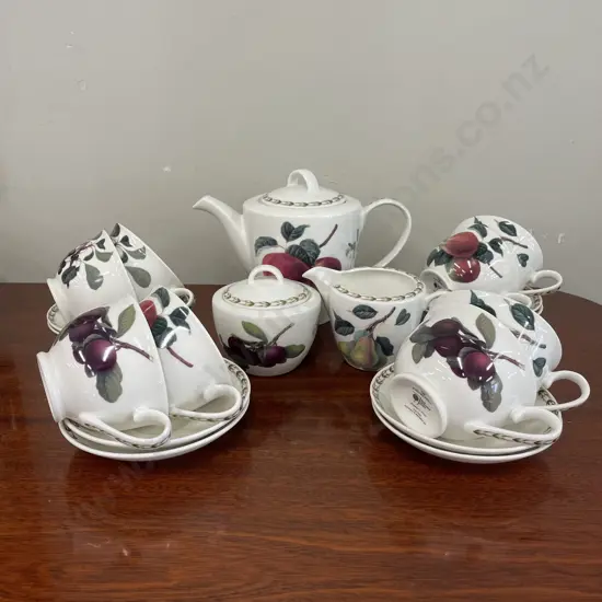 Churchill Royal Botanical "Hookers Fruit" Teaset. Teapot, lidded sugar, jug and 6 x cups and saucers