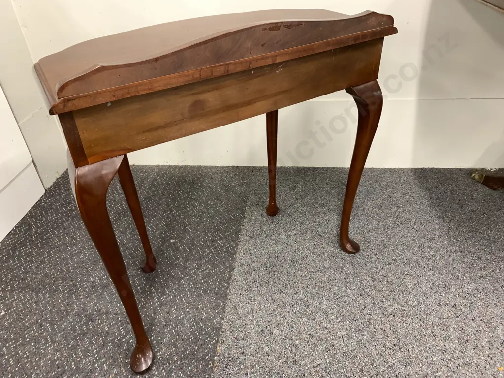 Queen Anne Style Mahogany 1/2 Round Table, Single Drawer, H72.5 W72cm D38cm Image 1++
