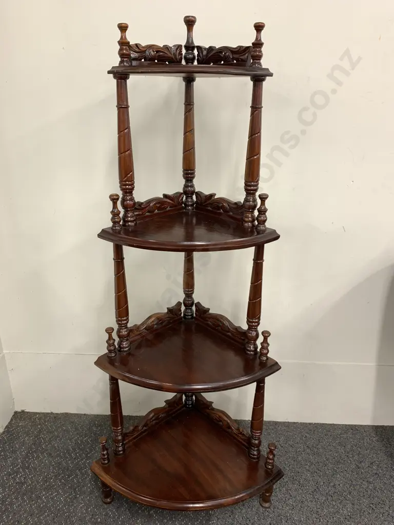 A Stunning Victorian Mahogany Corner Shelf, H143 W38 to 60 D43cm Image 1++