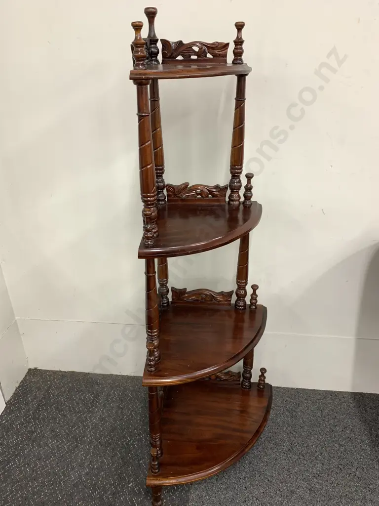 A Stunning Victorian Mahogany Corner Shelf, H143 W38 to 60 D43cm Image 1++