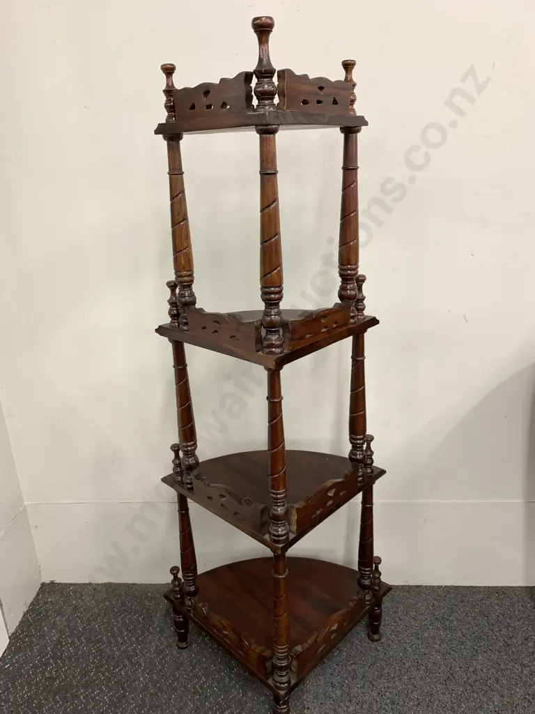 A Stunning Victorian Mahogany Corner Shelf, H143 W38 to 60 D43cm Image 1++