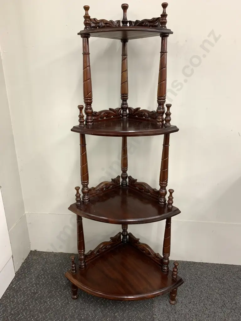 A Stunning Victorian Mahogany Corner Shelf, H143 W38 to 60 D43cm Image 1++