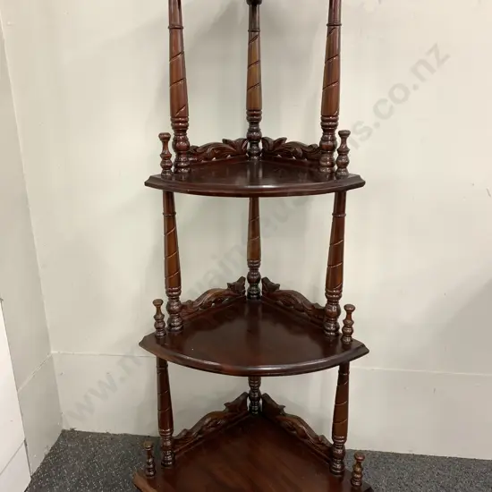 A Stunning Victorian Mahogany Corner Shelf, H143 W38 to 60 D43cm