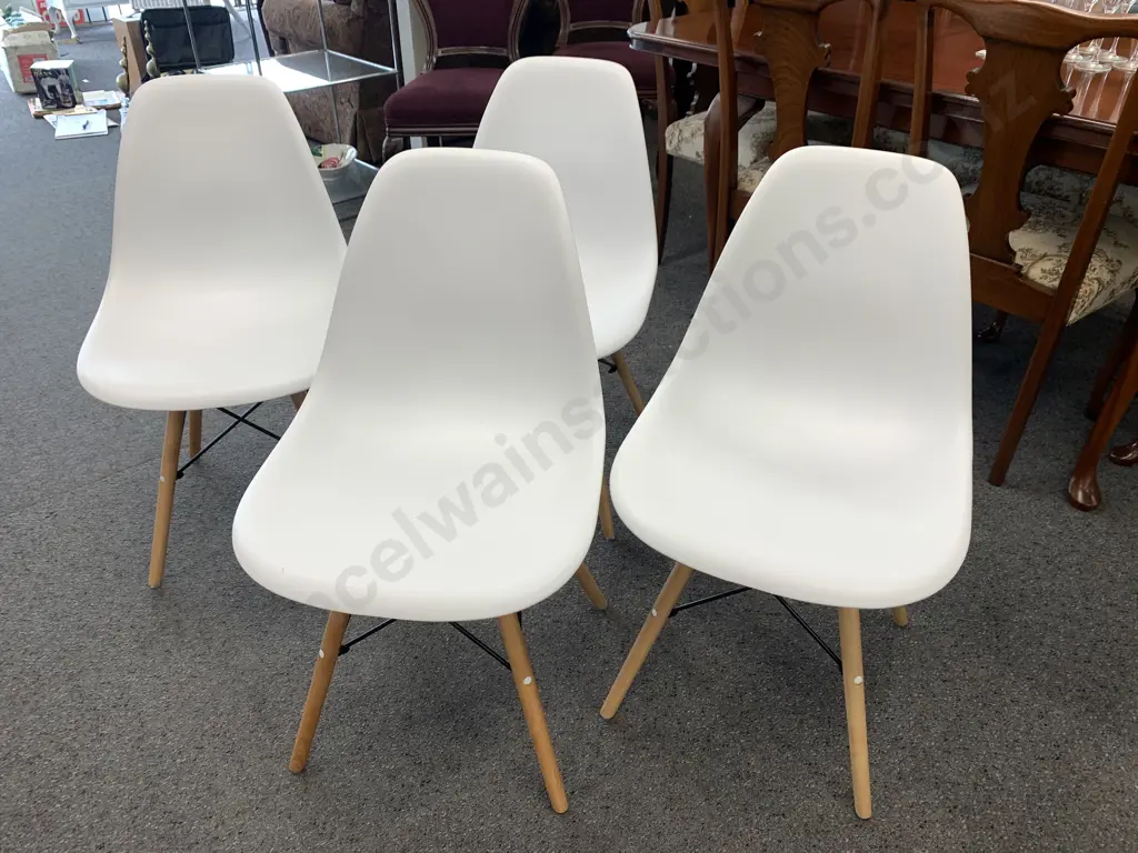 Set Of Four Eames Replica White Dining Chairs  Image 1++