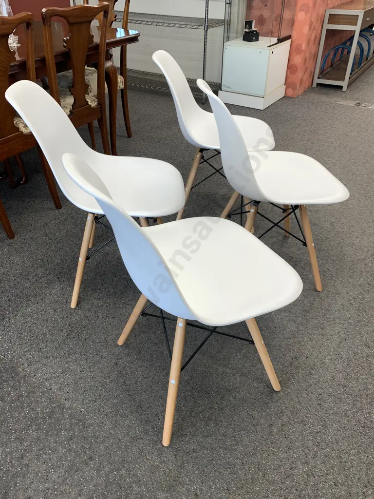 Set Of Four Eames Replica White Dining Chairs  Image 1++