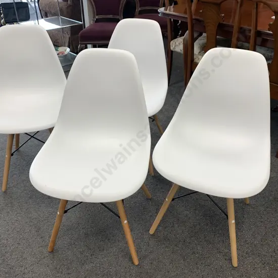 Set Of Four Eames Replica White Dining Chairs 