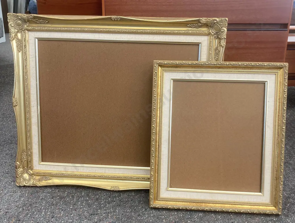 Pair of Ornate Gilt Framed Picture Frames, 55 x 65cm & 44 x 38.5cm Image 1++