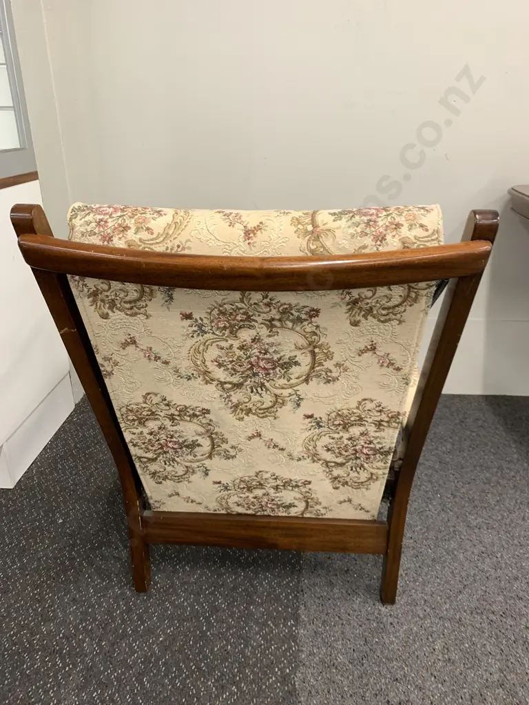 Mid-Century Cintique Arm Chair, Tapestry Look Fabric, W63.5cm Image 1++