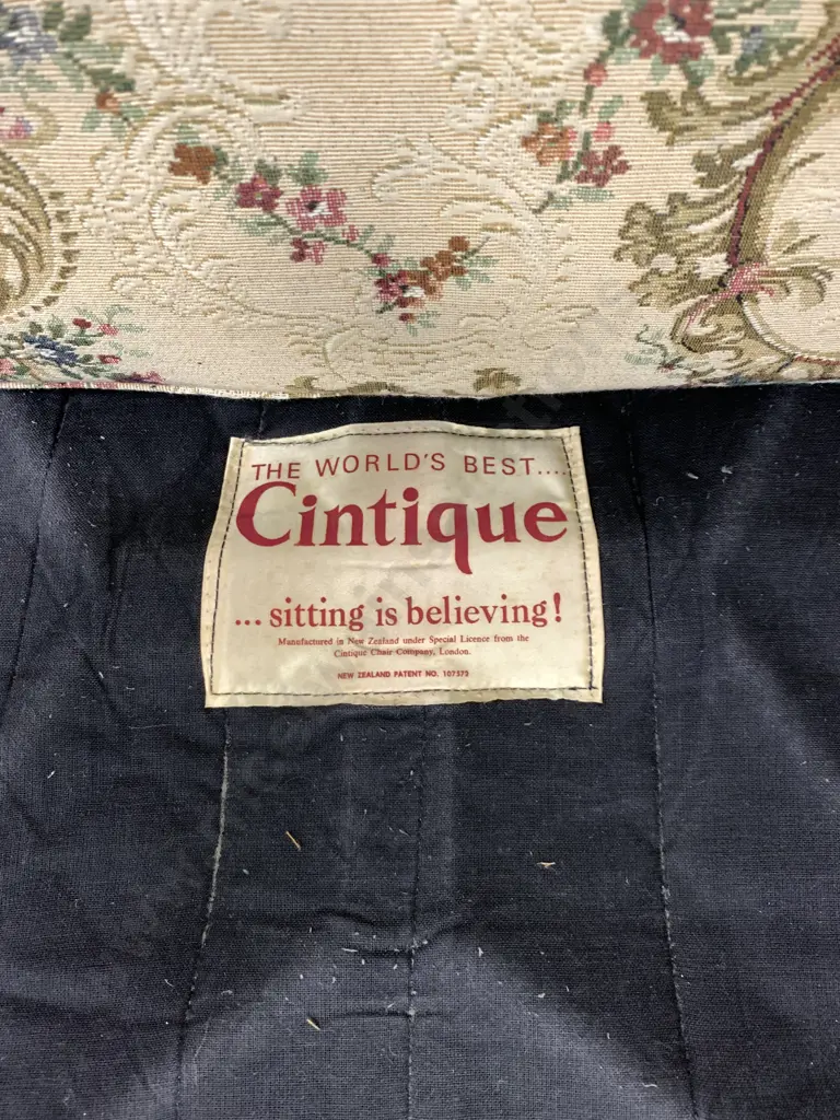 Mid-Century Cintique Arm Chair, Tapestry Look Fabric, W63.5cm Image 1++