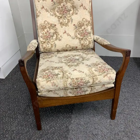 Mid-Century Cintique Arm Chair, Tapestry Look Fabric, W63.5cm