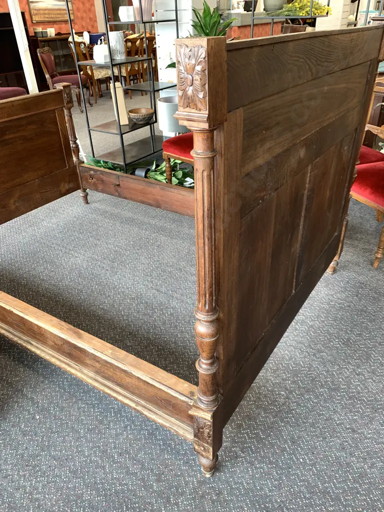 c1900 French Carved Oak Marriage Bed In The Brittany-style, Deeply Carved, (Old Borer Holes Has Been Treated) Image 1++