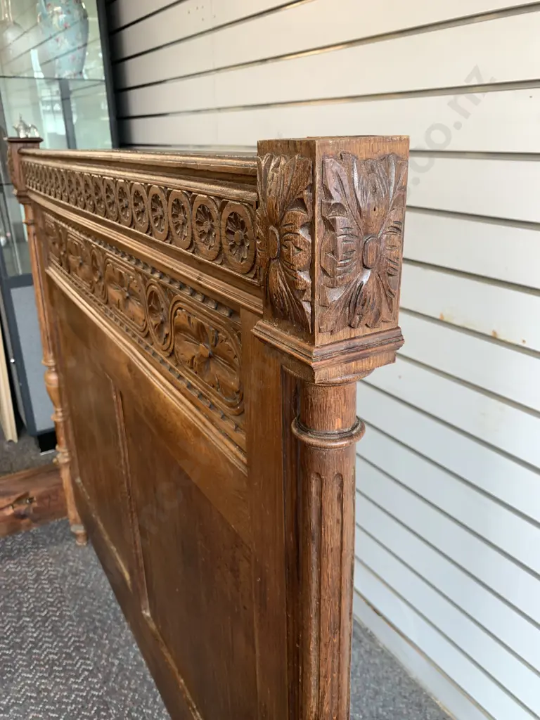 c1900 French Carved Oak Marriage Bed In The Brittany-style, Deeply Carved, (Old Borer Holes Has Been Treated) Image 1++