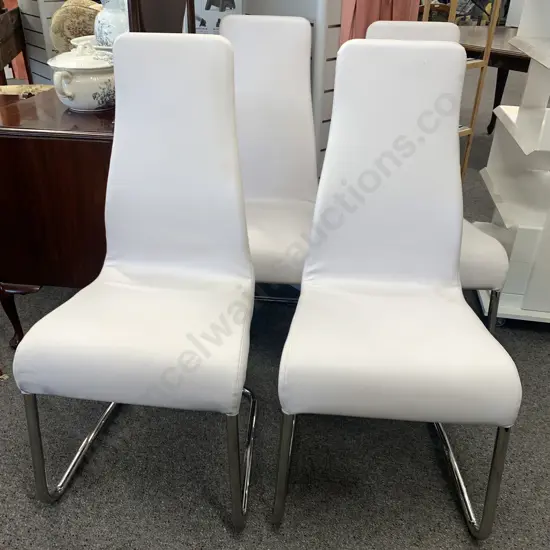 Set of 4 Italian Effezeta White Leather Effect Dining Chairs