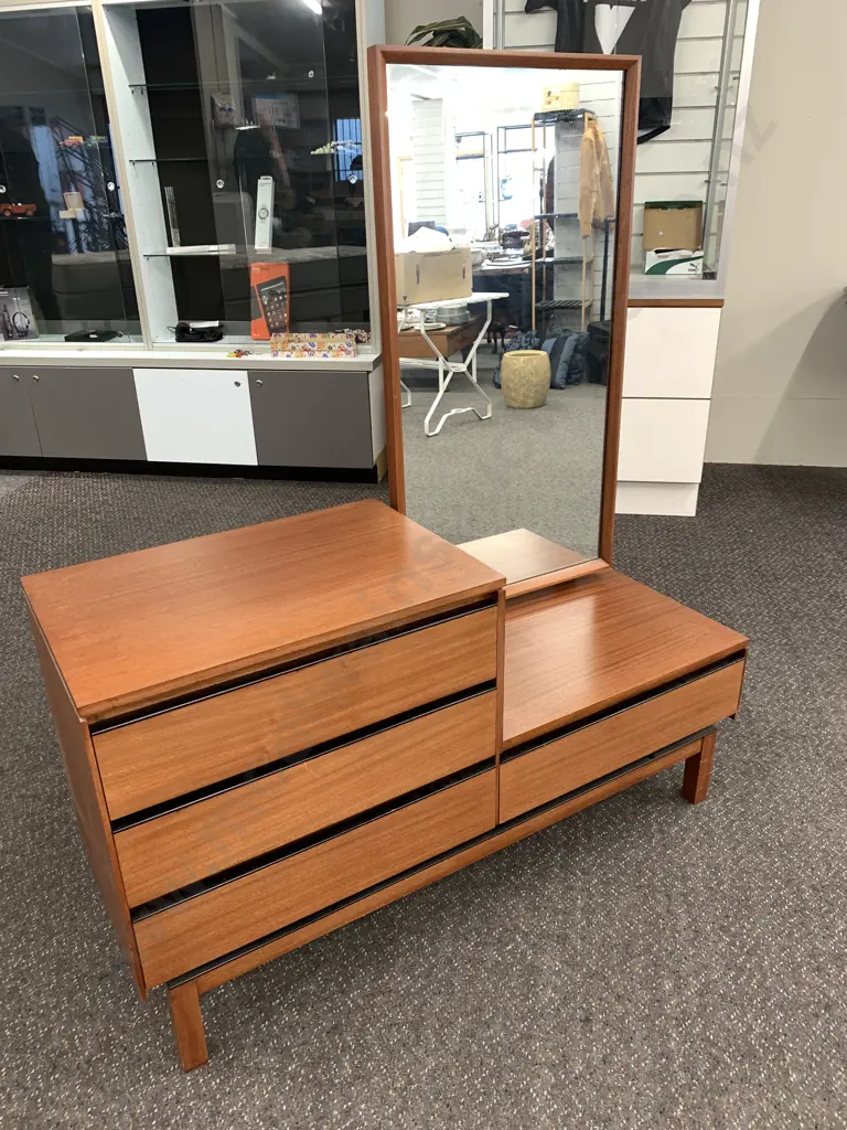 Stylish Retro Mid-Century 5 Piece Bedroom Set, Dressing Table, Chest of Drawers, Bedside Table & 2 Single Headboards Image 1++