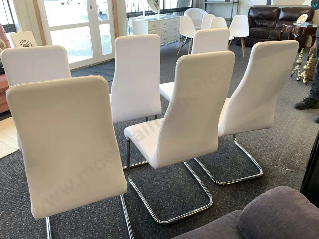 Set of 6 Italian Effezeta White Leather Effect Dining Chairs Image 1++