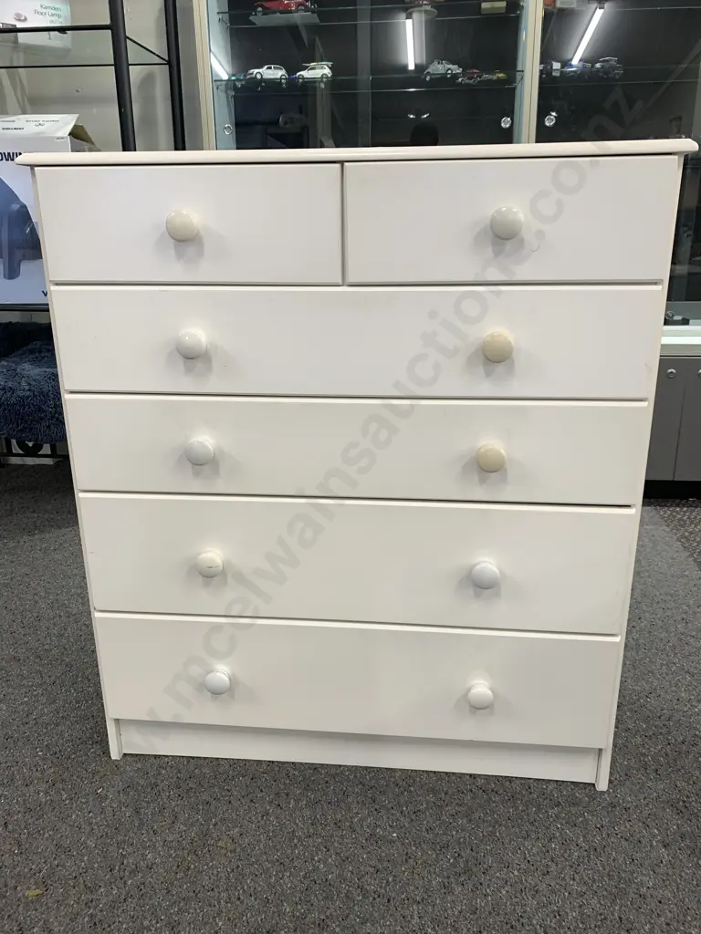 Cream 'Debonaire' 6 Drawer Scotch Chest, Knob Handles, H99 W87 D43cm Image 1++