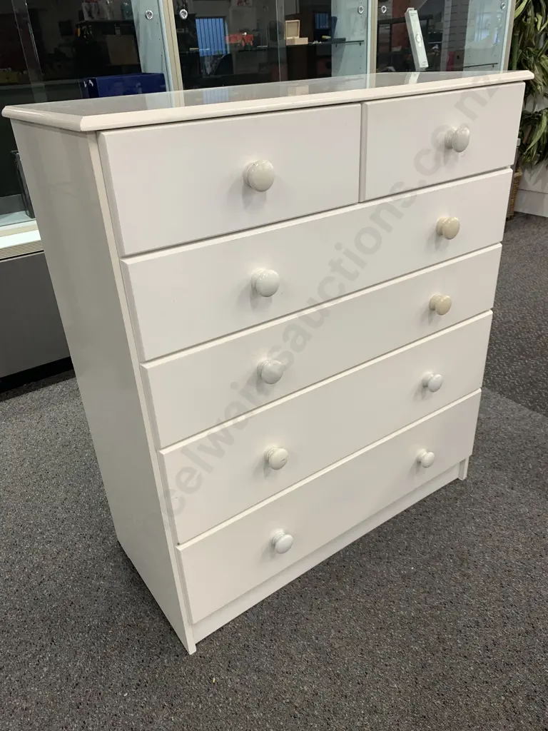 Cream 'Debonaire' 6 Drawer Scotch Chest, Knob Handles, H99 W87 D43cm Image 1++