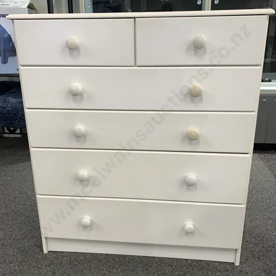 Cream 'Debonaire' 6 Drawer Scotch Chest, Knob Handles, H99 W87 D43cm