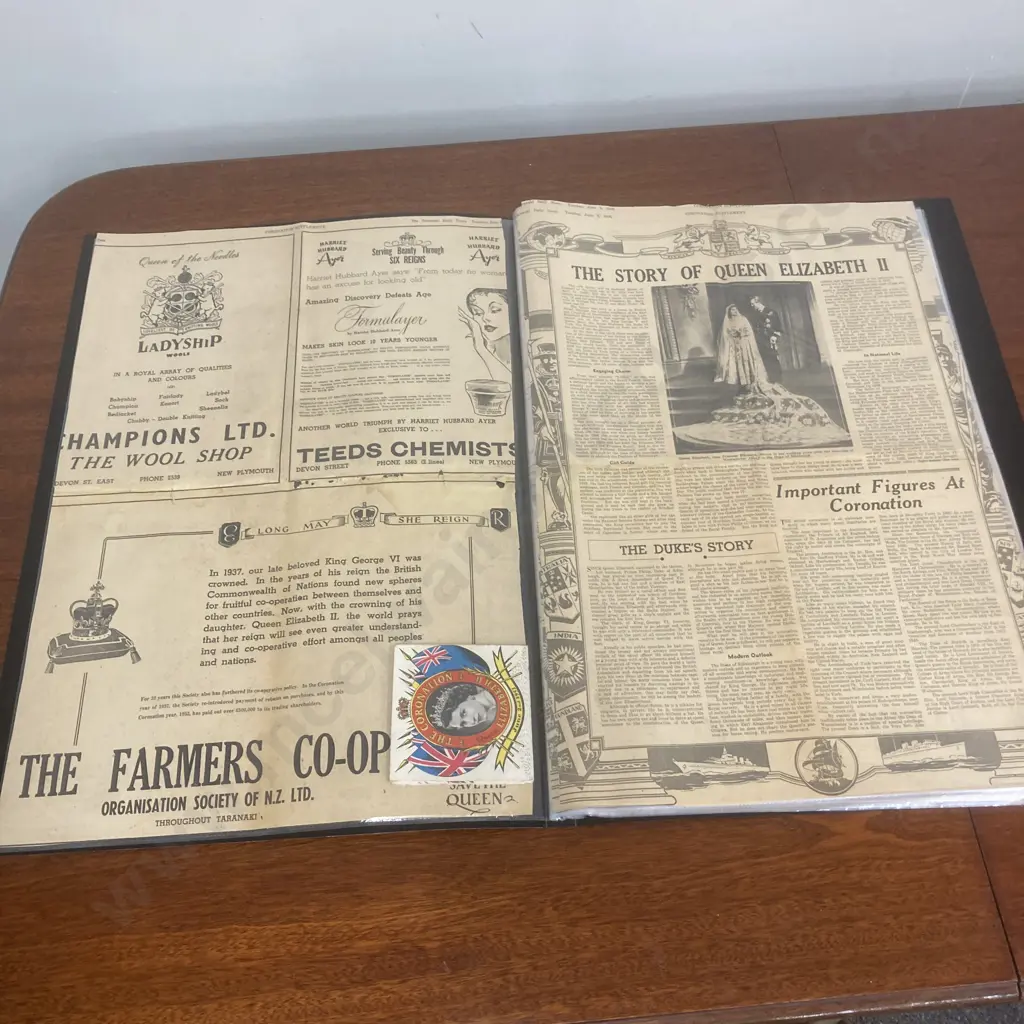 Royal Memorabilia - 1953 Taranaki Daily New QEII Coronation, Times Queen Mother 1900-2002, Diana 1961-1997 Anniversary Image 1++