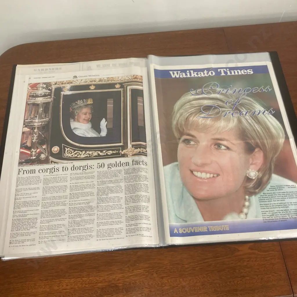 Royal Memorabilia - 1953 Taranaki Daily New QEII Coronation, Times Queen Mother 1900-2002, Diana 1961-1997 Anniversary Image 1++