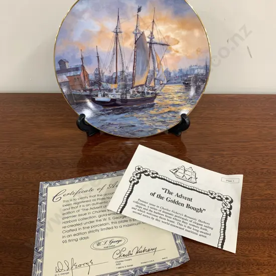 'Advent of the Golden Bough' Ltd Edition Collector Plate 1990s WS George - Charles Vickery's Romantic Harbors 2497A COA