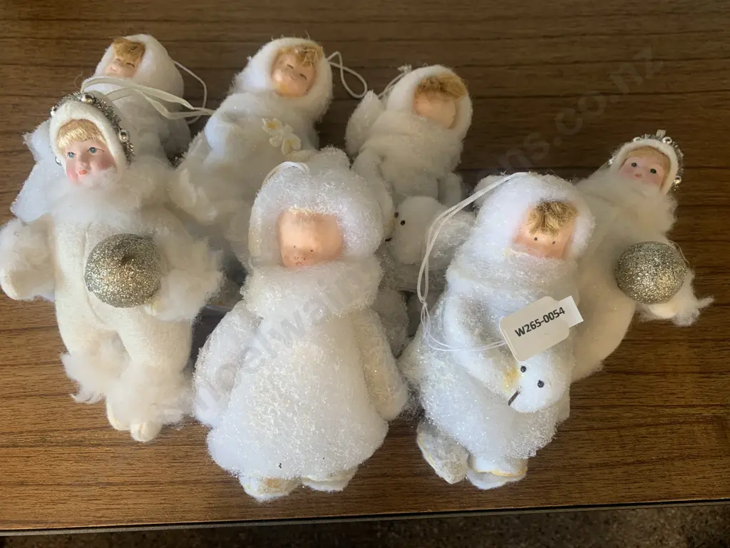 Cream Christmas Doll Decorations x 7 Image 1++