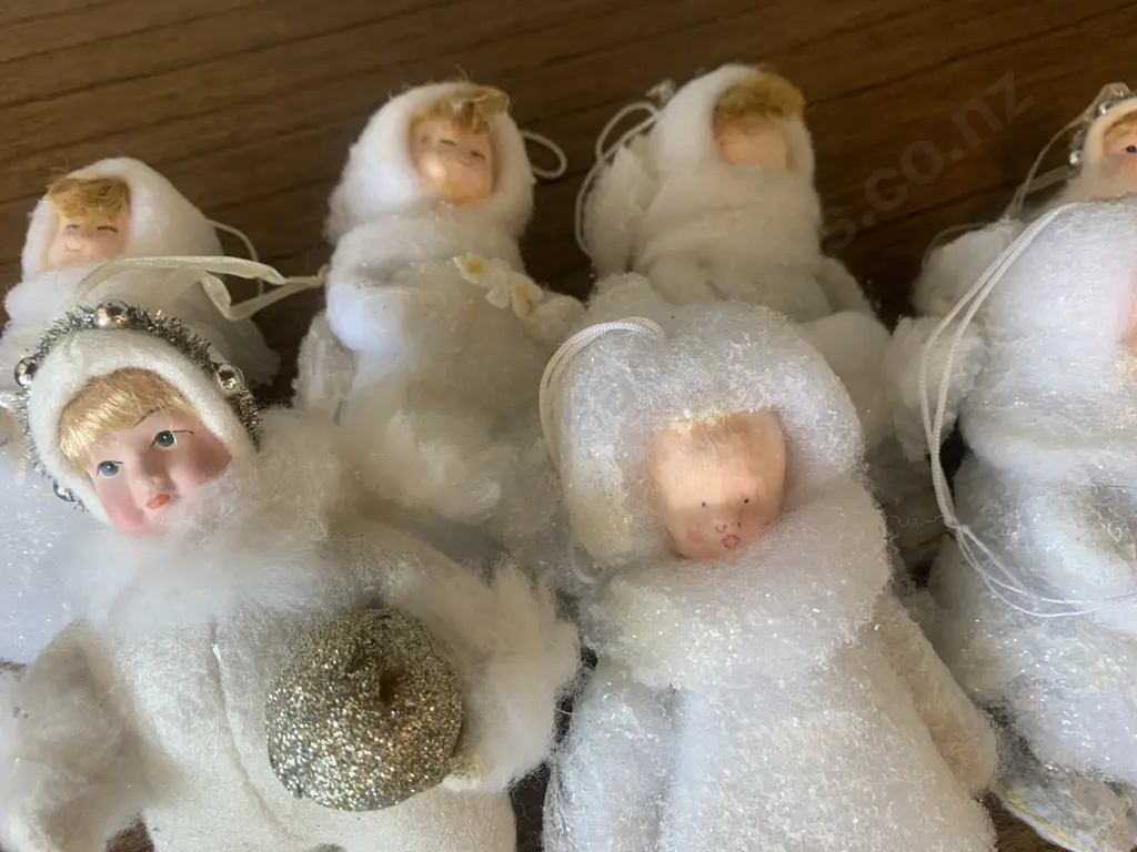 Cream Christmas Doll Decorations x 7 Image 1++