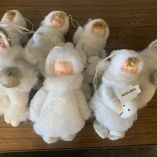 Cream Christmas Doll Decorations x 7