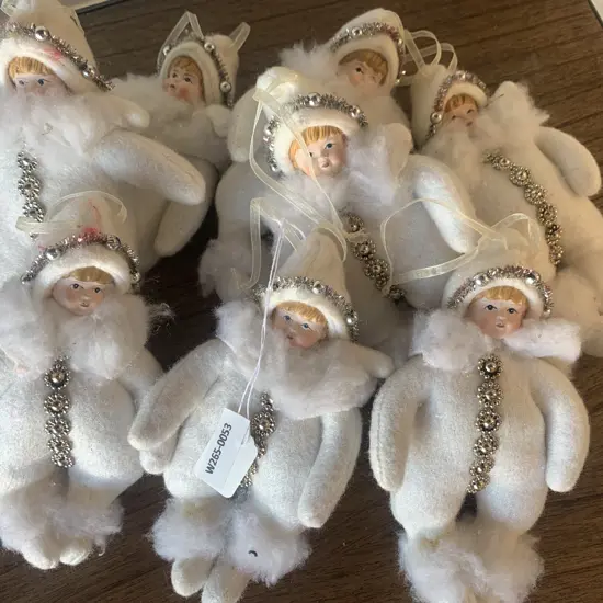 Cream Christmas Doll Decorations x 8