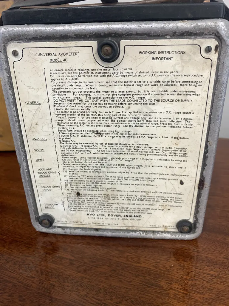 Vintage 1940s Avometer AVO Model 40 Multi Meter, Original Leather Case & Leads Image 1++