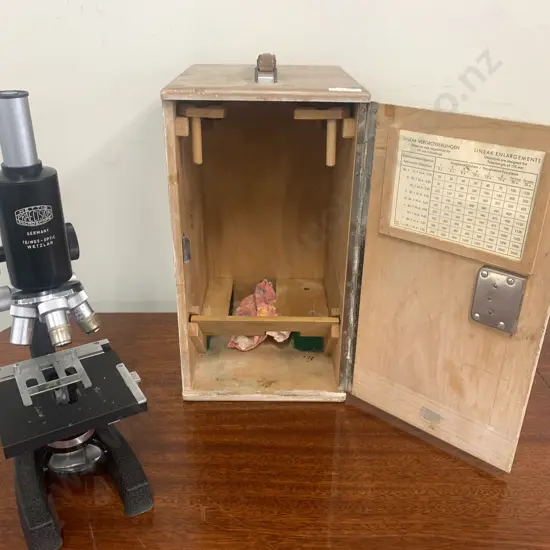 Vintage Monocular Microscope with Carry Case - Hettig Praecision - Germany - Teiwes-Optic Wetzlar