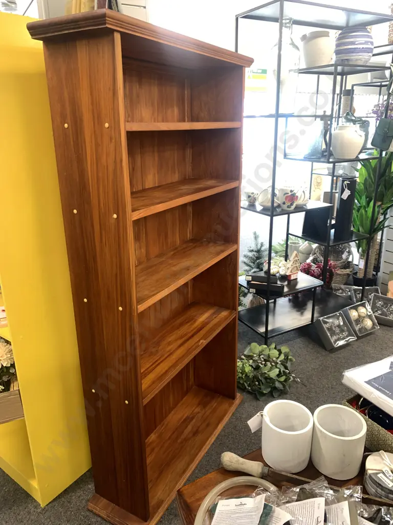 Rimu Bookcase, Tongue & Groove Back, 5 Fixed Shelves, H171 W92 D28cm Image 1++