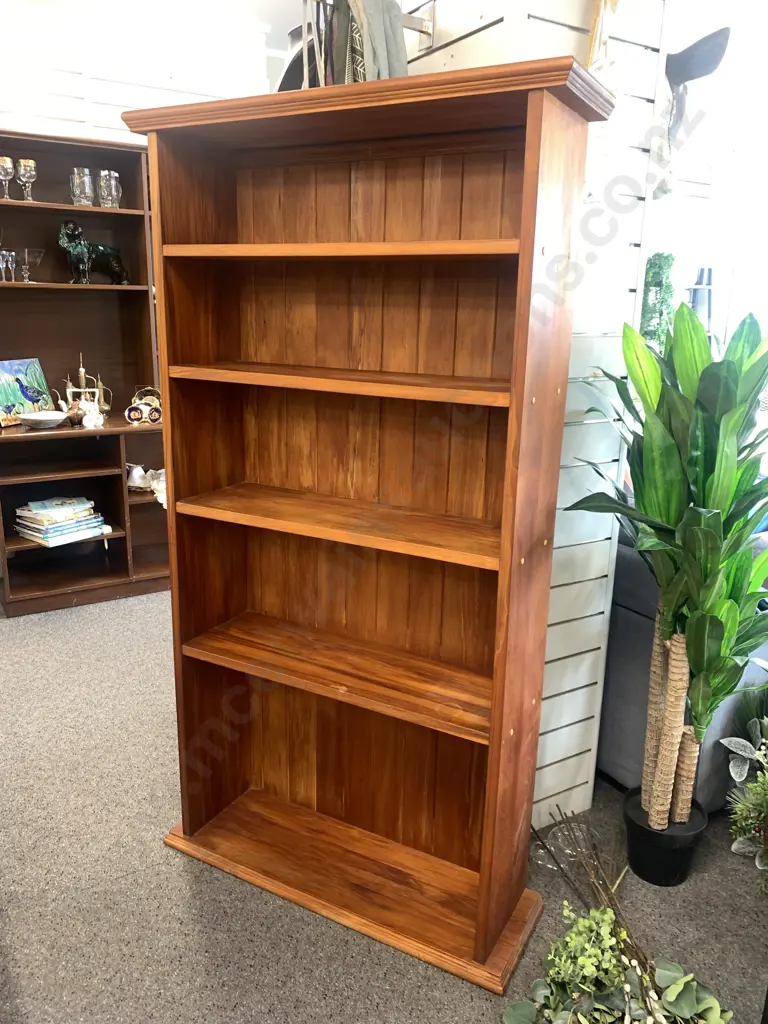 Rimu Bookcase, Tongue & Groove Back, 5 Fixed Shelves, H171 W92 D28cm Image 1++