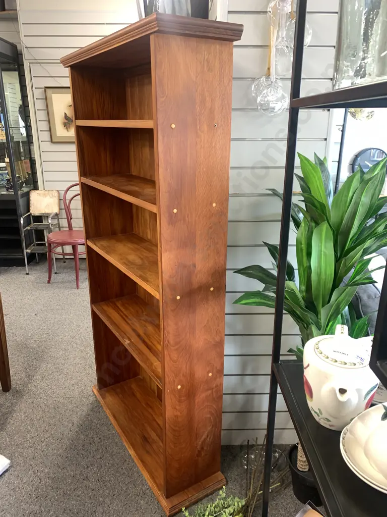 Rimu Bookcase, Tongue & Groove Back, 5 Fixed Shelves, H171 W92 D28cm Image 1++
