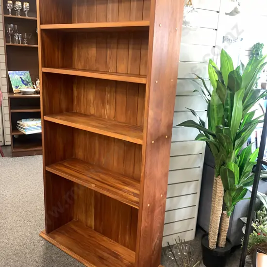 Rimu Bookcase, Tongue & Groove Back, 5 Fixed Shelves, H171 W92 D28cm