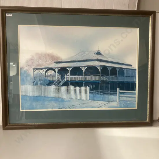 Framed Glazed Print by Ludij Peden Titled "Old Queenslander, Torbanlea", 69 x 89cm( Donated As Unable to Sell )