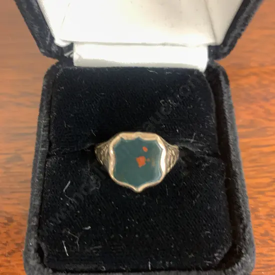 Antique Hallmarked Gold and Greenstone Ring (In As Found Condition)