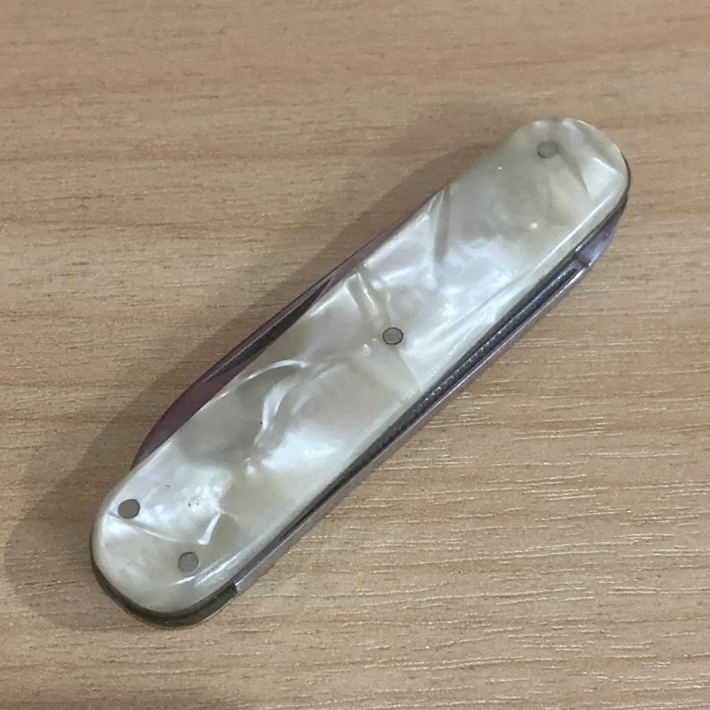 Vintage Gottlieb Hammesfahr Solingen Pen Knife, Mother Of Pearl Handles, Marked Original Nirosta, L11.5cm Open Image 1++