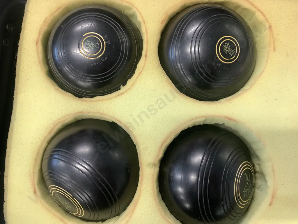 Set of NZBA Championship Lawn Bowls In a 'Flight' Wheeled Bag Image 1++