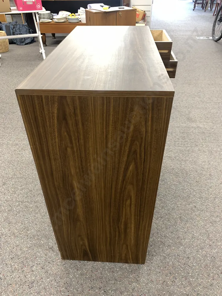Brown Veneer Office Shelf / Drawer Unit With Brown Knob Handles, 9 Drawers, H86.5 EW89 D41cm Image 1++