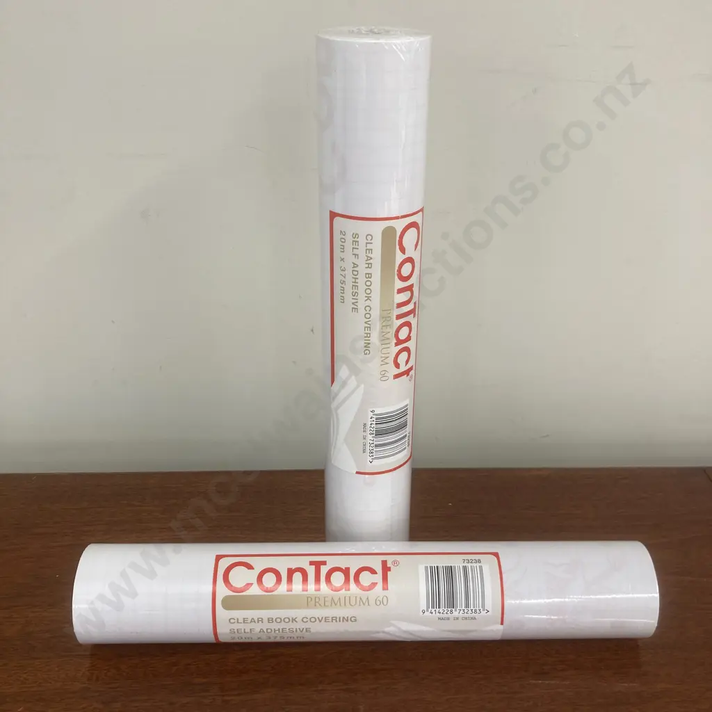 Lot of 2 Contact Premium Book Covering 60 micron 375mmx20m Clear Image 1++