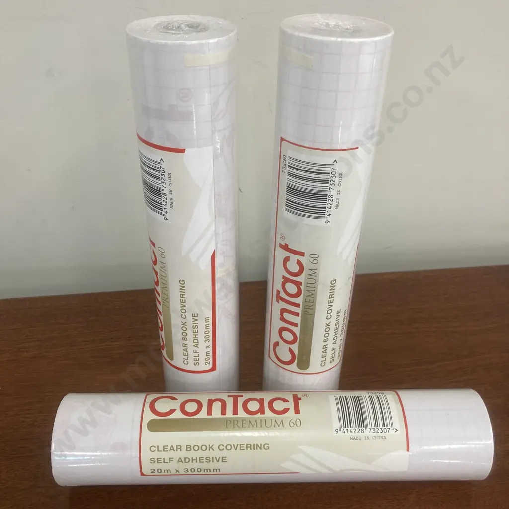 Lot of 3 Contact Premium Book Covering 60 micron 375mmx20m Clear Image 1++