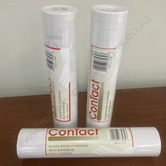 Lot of 3 Contact Premium Book Covering 60 micron 375mmx20m Clear
